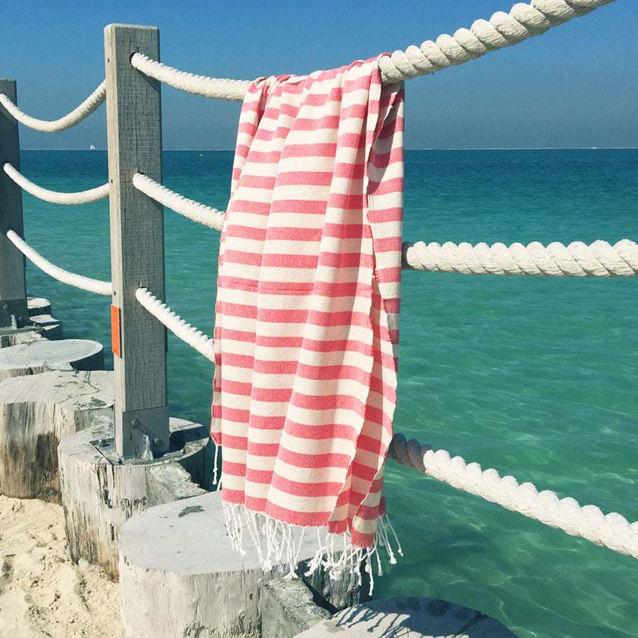 Hello Sailor / Red - Koala Handloomed Beach Towels Dubai