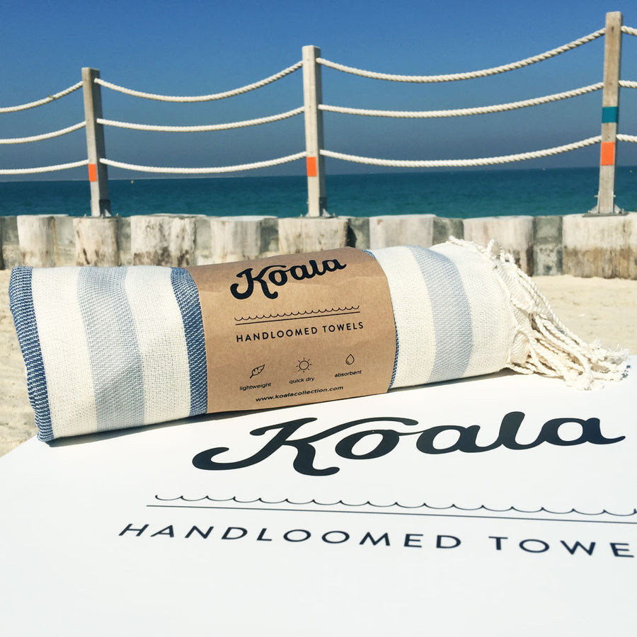 Neptune / Navy Grey - Koala Handloomed Beach Towels Dubai