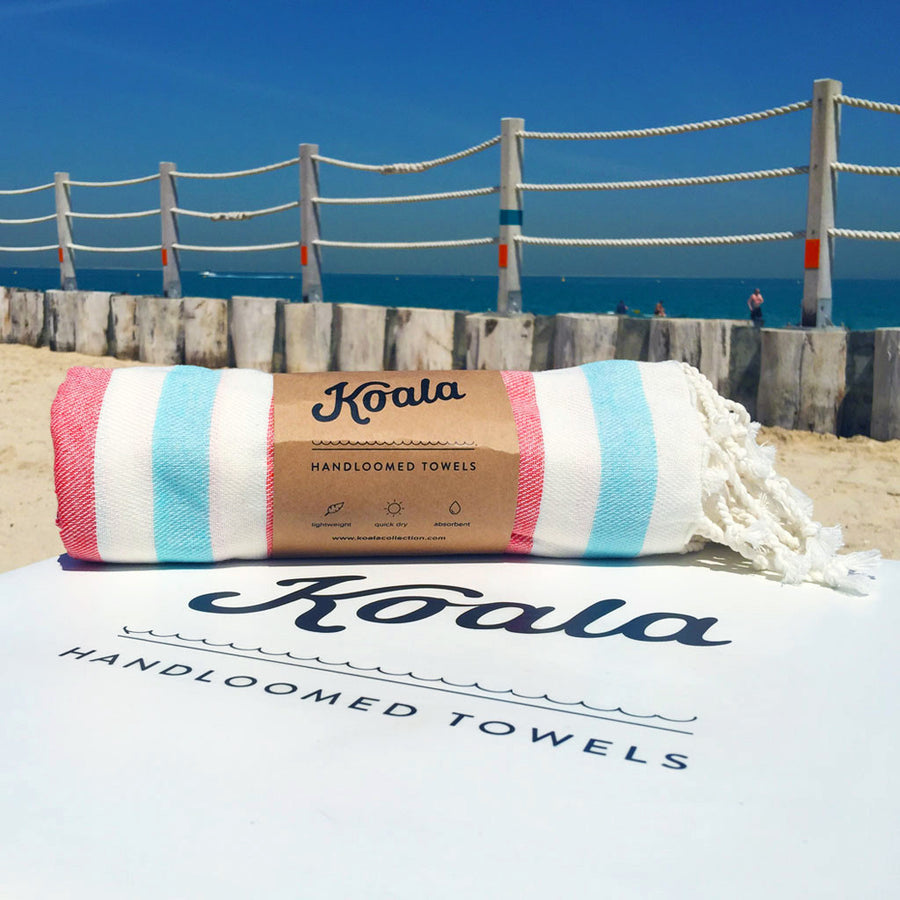 Neptune / Coral Blue - Koala Handloomed Beach Towels Dubai