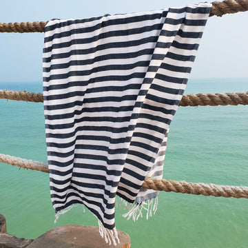 Hello Sailor / Black & White - Koala Handloomed Beach Towels Dubai