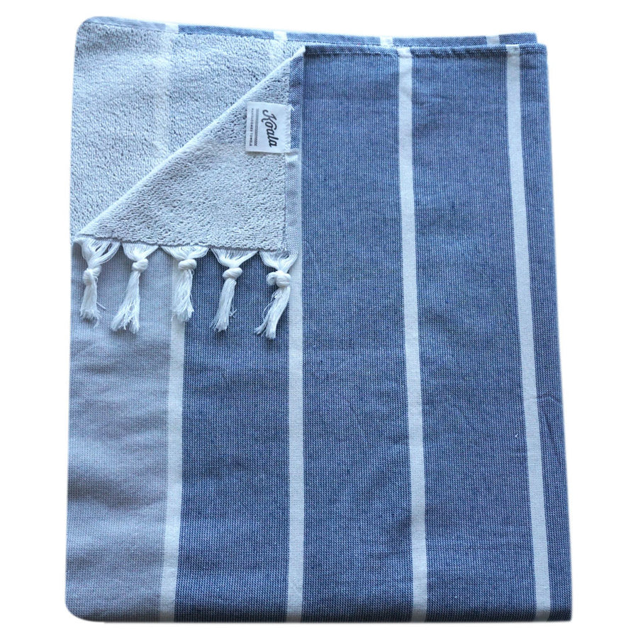 Terry / Navy Pinstripe - Koala Handloomed Beach Towels Dubai