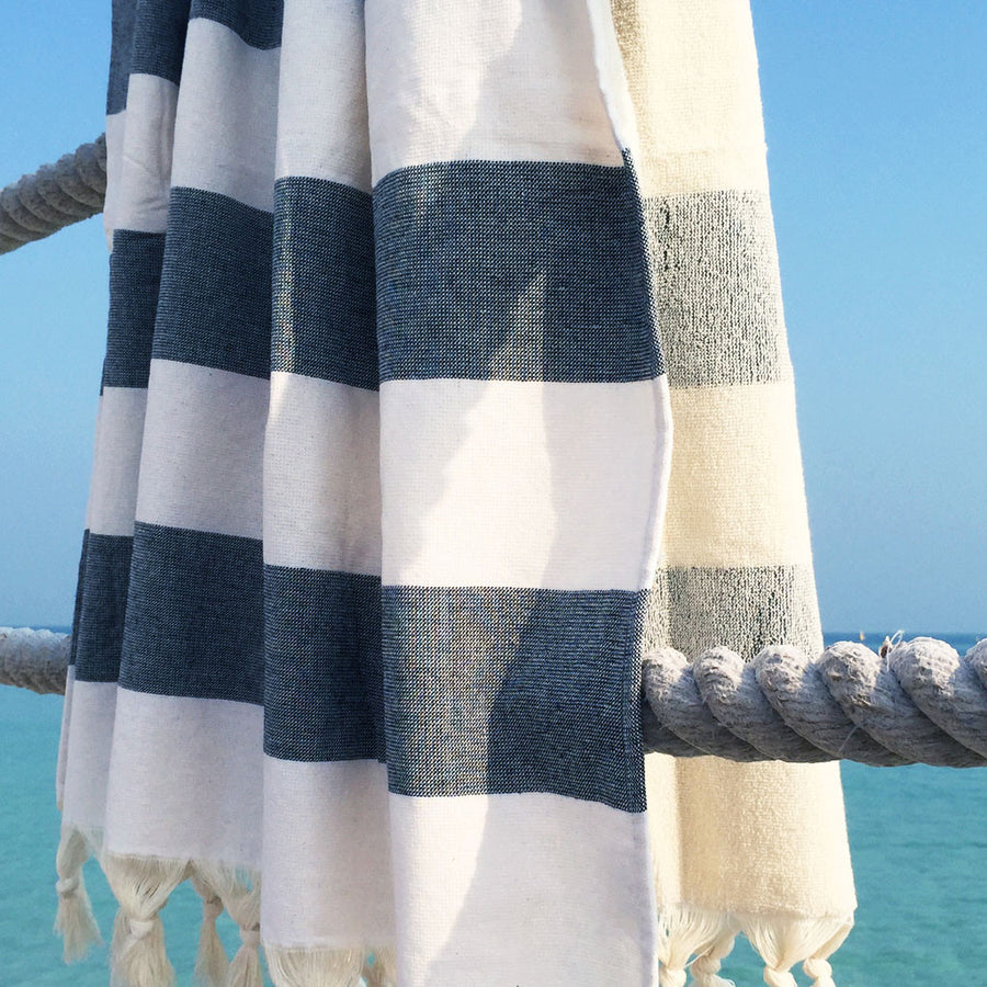 Terry / Black & White - Koala Handloomed Beach Towels Dubai